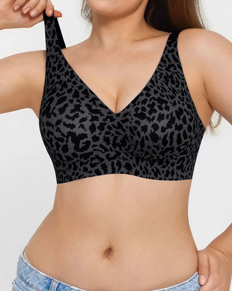 Sostén T-Shirt Sin Aros con Push-Up y Estampado de Leopardo