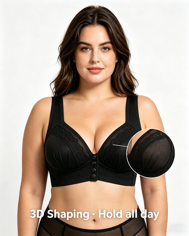 Sostén de encaje jacquard con cierre frontal femenino