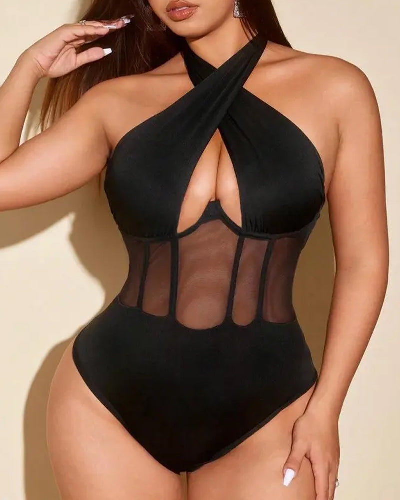 Sexy Body de Malla con Tiras Cruzadas