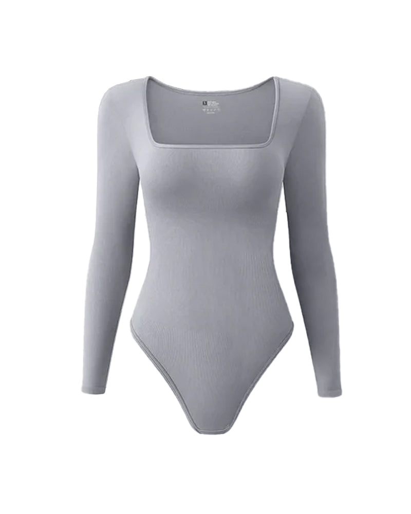 Body de Cuello Cuadrado con Manga Larga