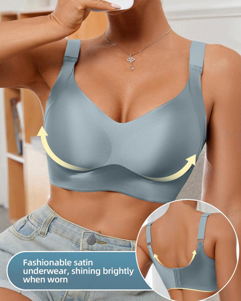Sostén ajustable para mujer sin alambres, en color sólido, sin costuras, con efecto push-up y transpirable