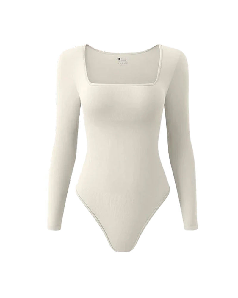 Body de Cuello Cuadrado con Manga Larga