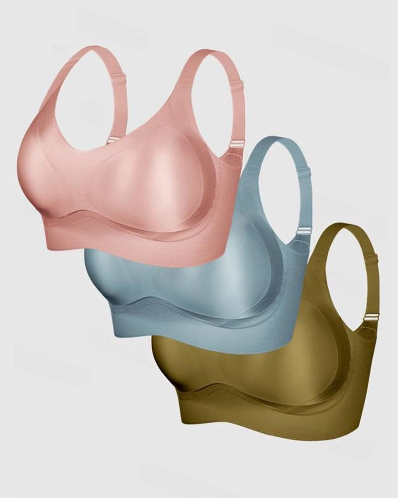 Sostén ajustable para mujer sin alambres, en color sólido, sin costuras, con efecto push-up y transpirable