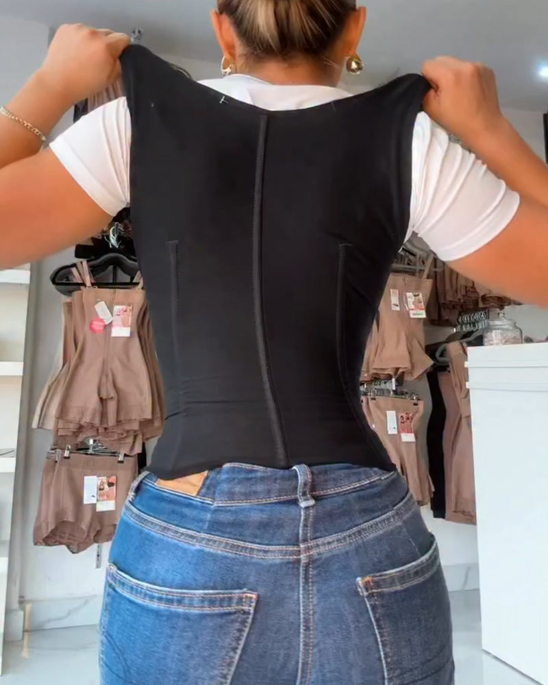 Cinturón Reductor de Espalda Completa con Tirantes Anchos y Clip