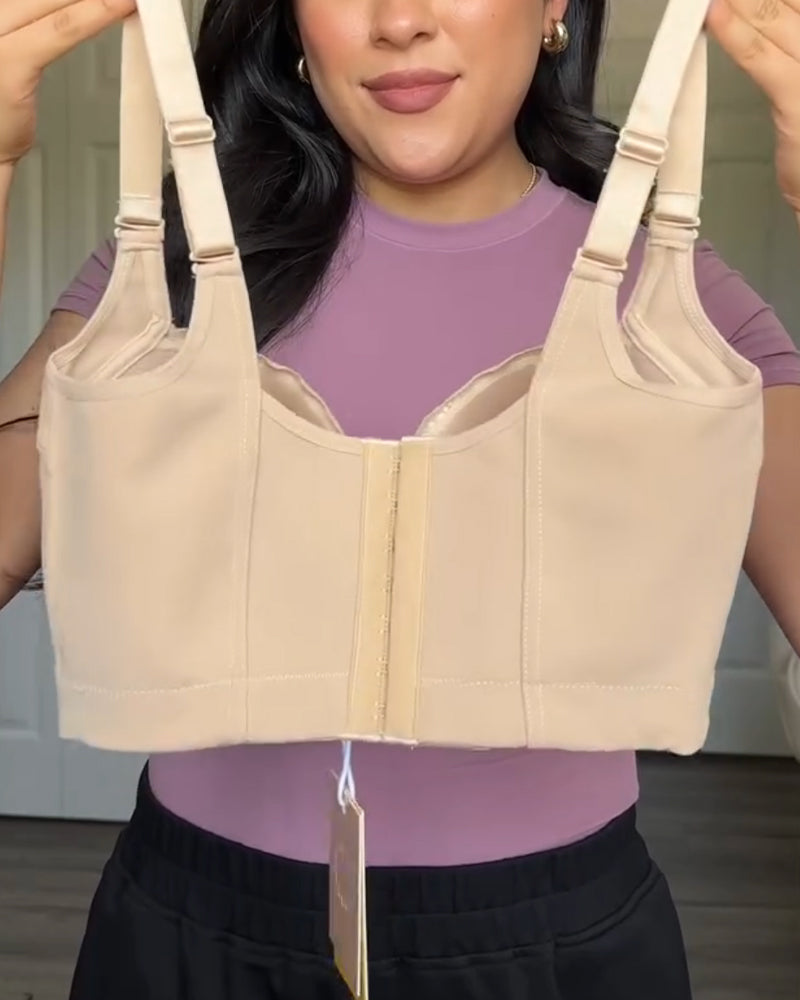 Sostén moldeador con copas push-up y encaje, diseño de espalda ancha