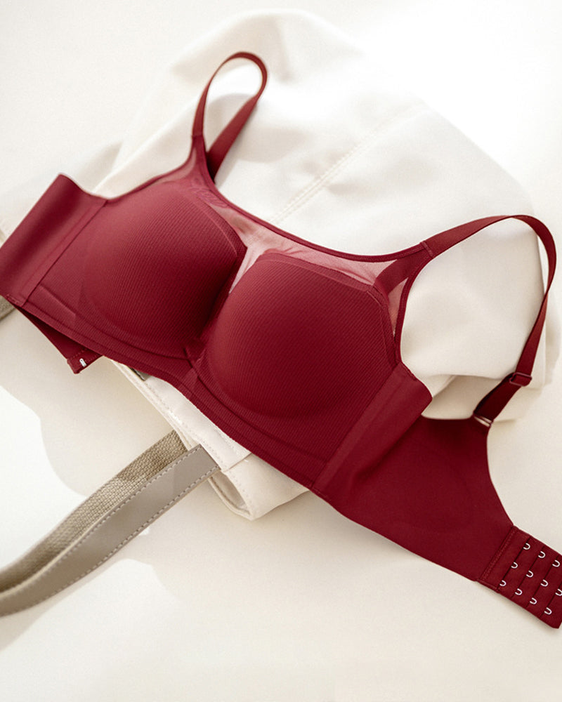 Sujetador push-up sin costuras, anti-caída, sin aros y con malla transparente