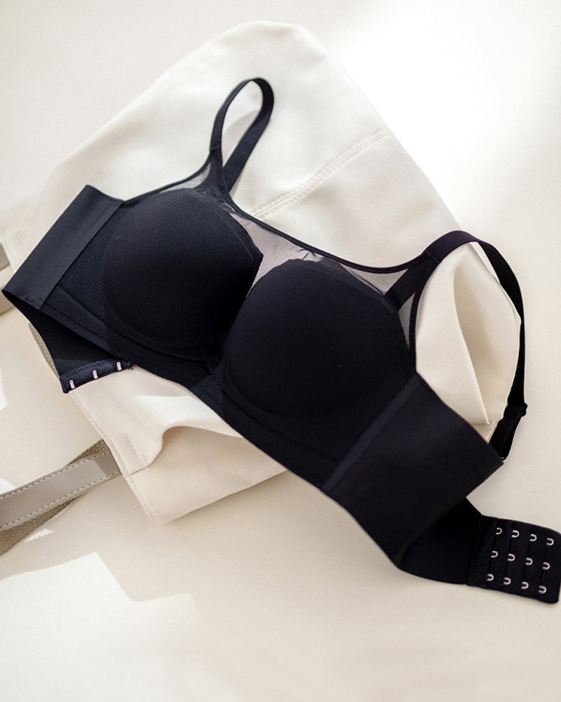 Sujetador push-up sin costuras, anti-caída, sin aros y con malla transparente