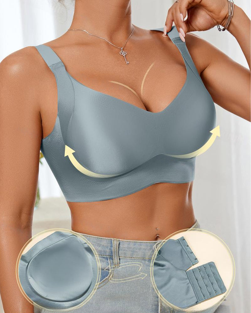 Sostén ajustable para mujer sin alambres, en color sólido, sin costuras, con efecto push-up y transpirable