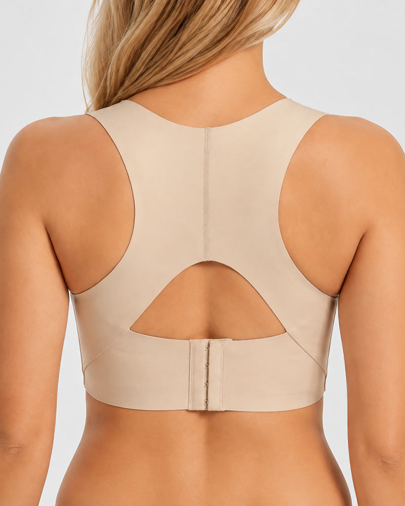 Sostén Sin Costuras con Soporte Postural, Cierre Frontal y Espalda Cruzada