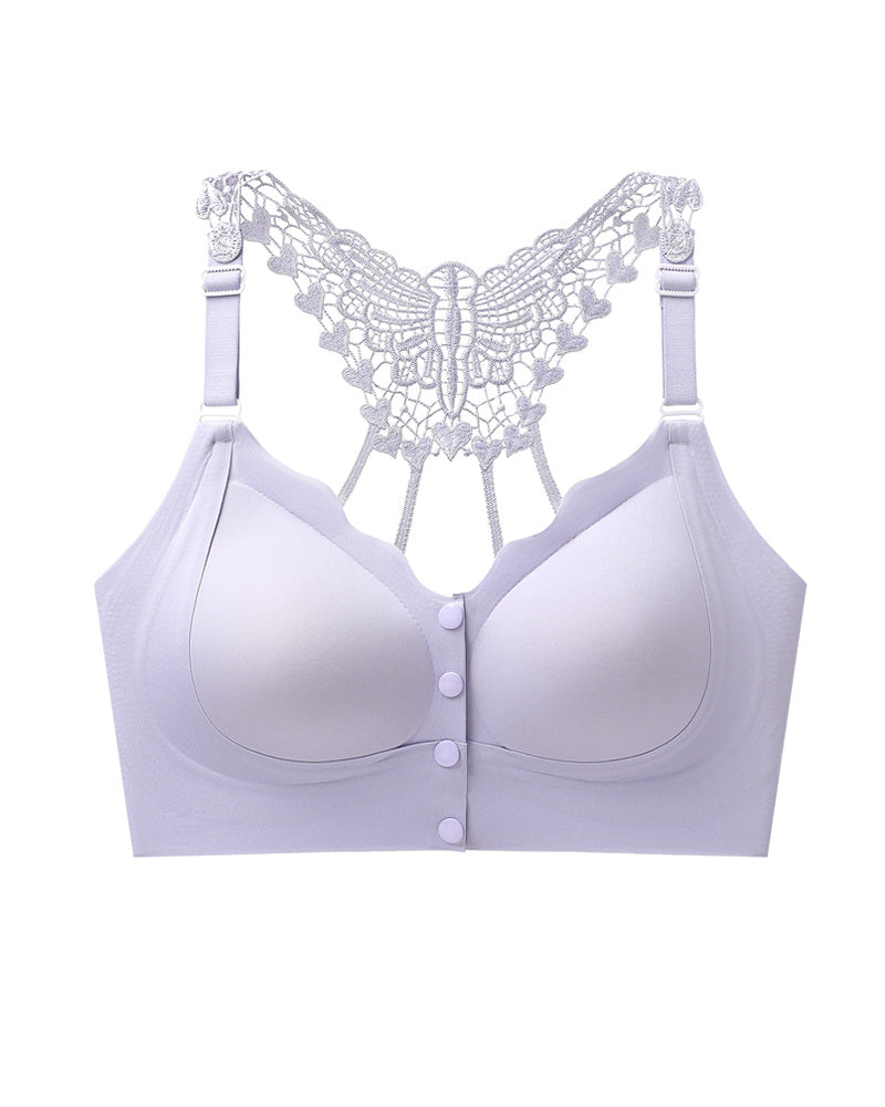 Sujetador Push-up Sin Costuras con Cierre Frontal y Espalda en Forma de Mariposa