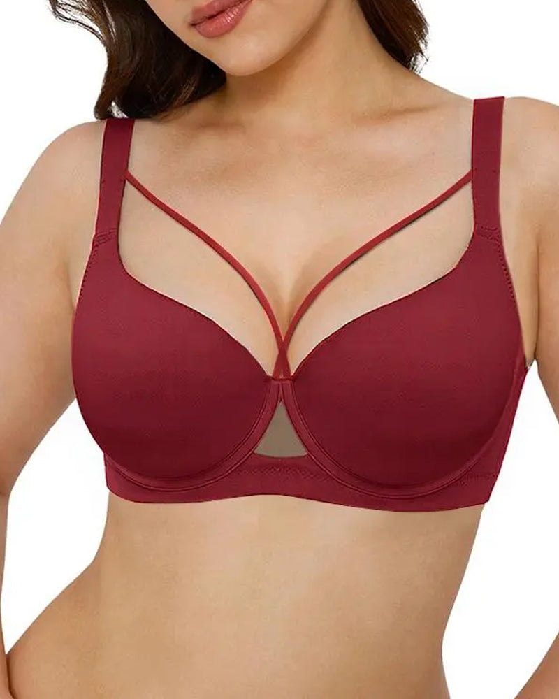 Sostén sin costuras con aros para mujer, con escote en V profundo y soporte cómodo