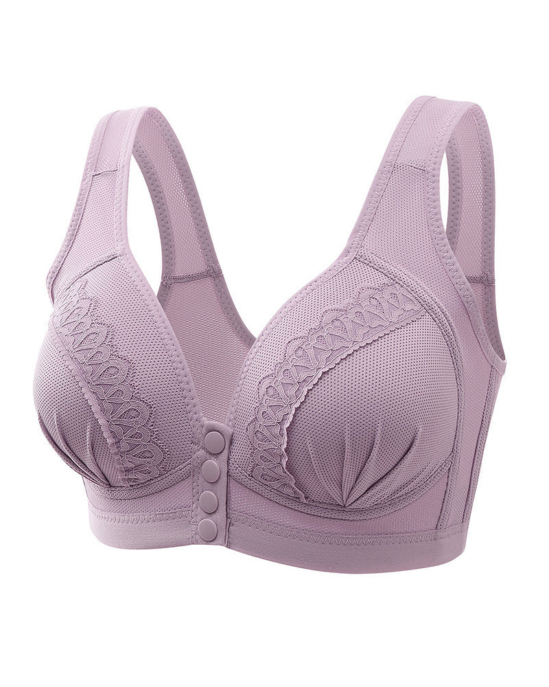 Sostén de encaje jacquard con cierre frontal femenino