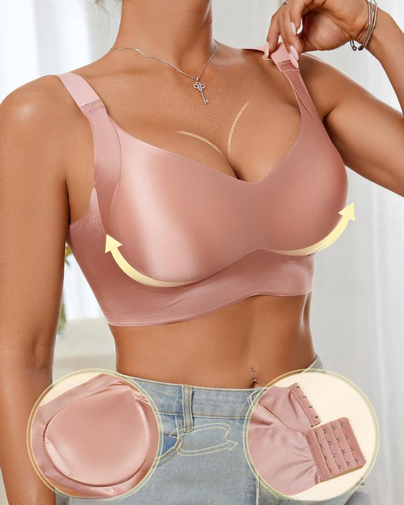 Sostén ajustable para mujer sin alambres, en color sólido, sin costuras, con efecto push-up y transpirable