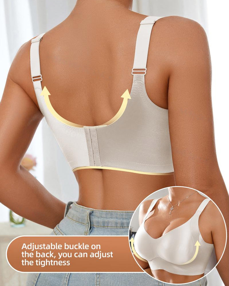 Sostén ajustable para mujer sin alambres, en color sólido, sin costuras, con efecto push-up y transpirable