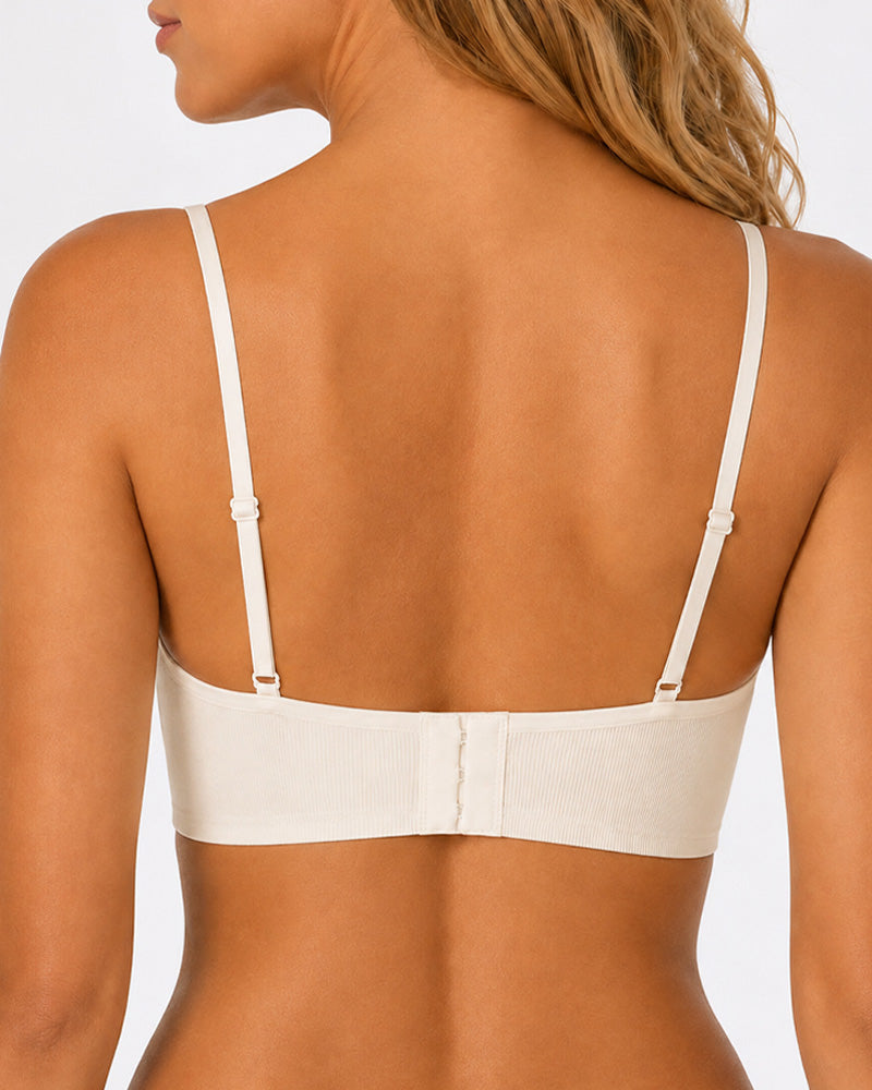 Conjunto de 2 Sujetadores Push-Up Sin Aros con Encaje y Escote en V Profundo