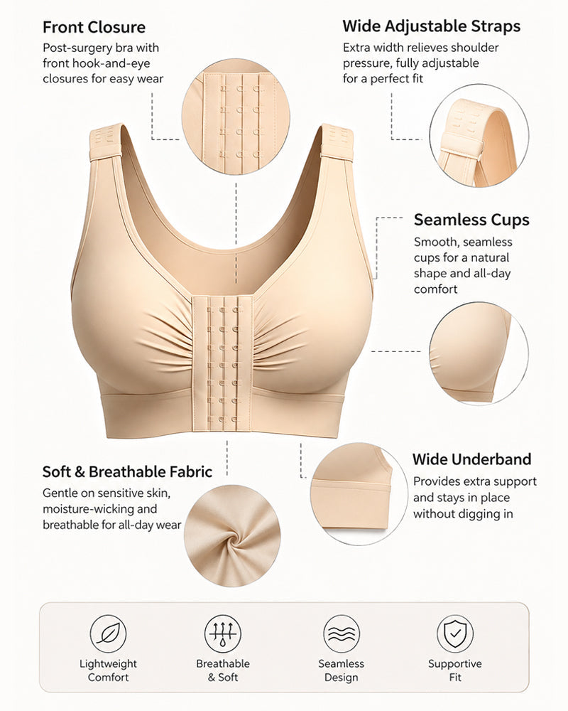 Top moldeador sin alambres con cierre frontal y tirantes ajustables para mujer