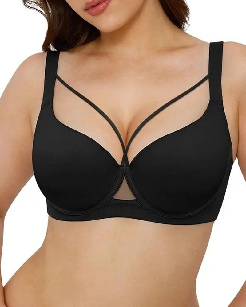 Sostén sin costuras con aros para mujer, con escote en V profundo y soporte cómodo