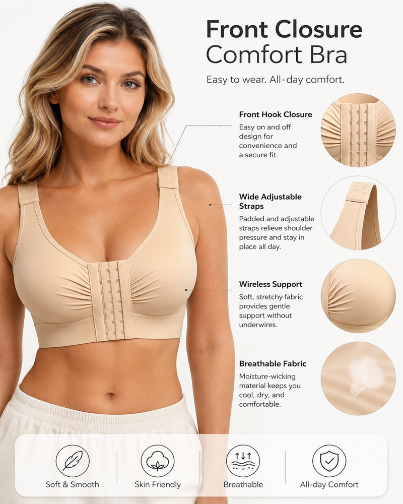 Top moldeador sin alambres con cierre frontal y tirantes ajustables para mujer