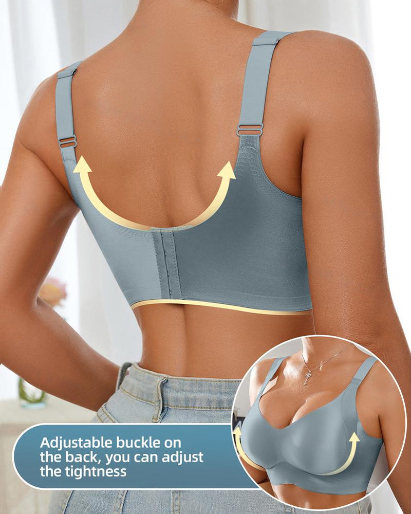 Sostén ajustable para mujer sin alambres, en color sólido, sin costuras, con efecto push-up y transpirable