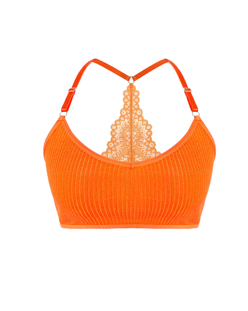 Brassière Elástica Sin Costuras con Detalles de Encaje para Mujeres