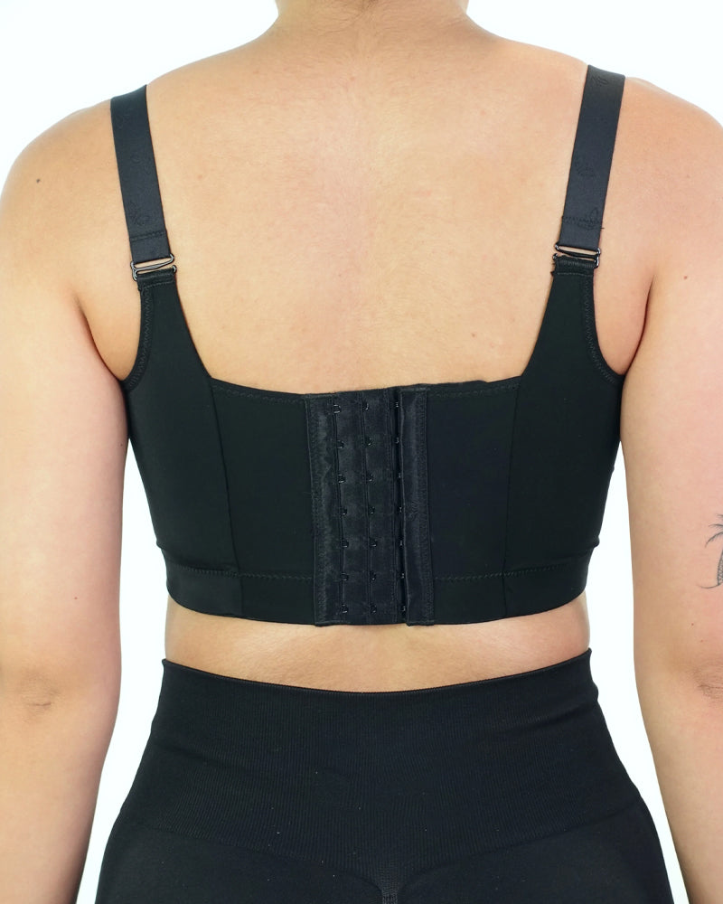 Body Shaper Bra with Underwire, V-Neck, Wide Back, and Long Torso