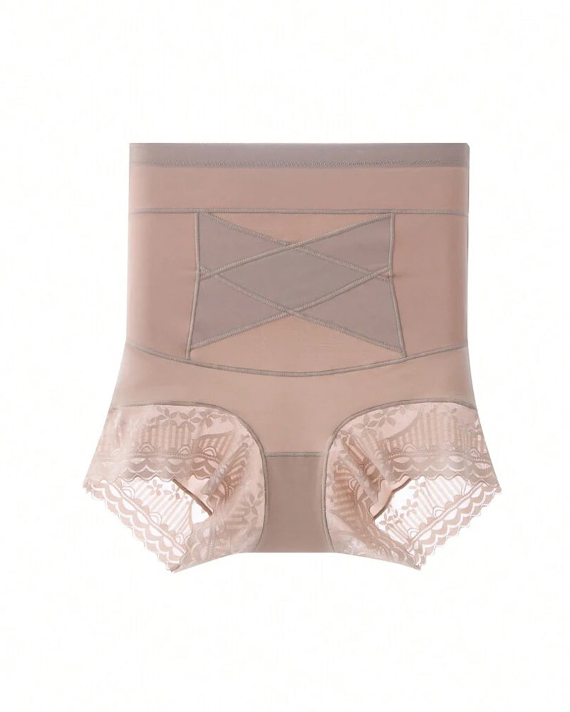 Panties de encaje moldeadores de talle alto con control abdominal y realce de glúteos para mujer