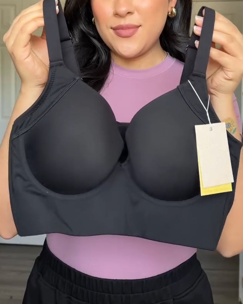 Body Shaper Bra with Underwire, V-Neck, Wide Back, and Long Torso