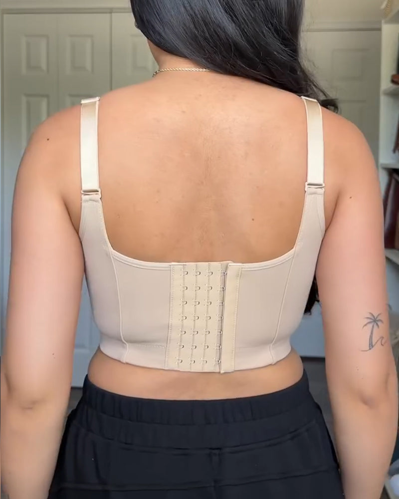 Sostén moldeador con copas push-up y encaje, diseño de espalda ancha