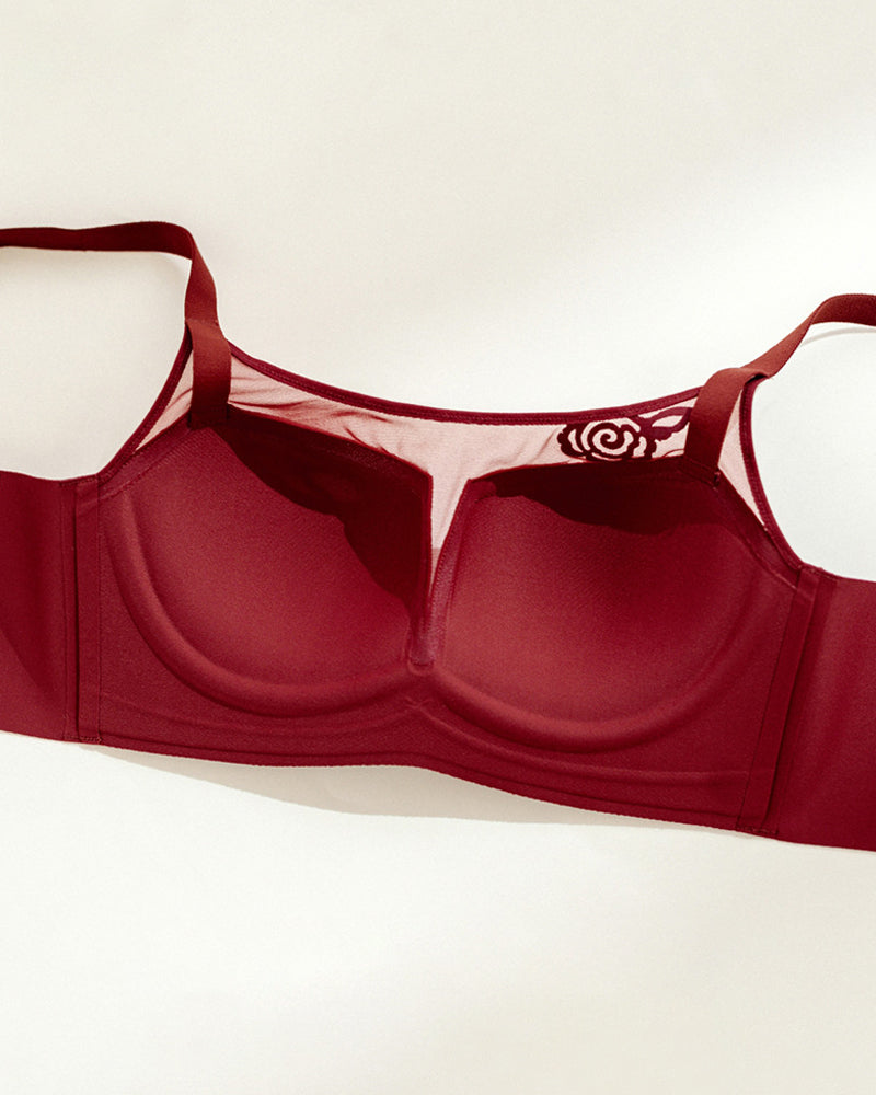 Sujetador push-up sin costuras, anti-caída, sin aros y con malla transparente