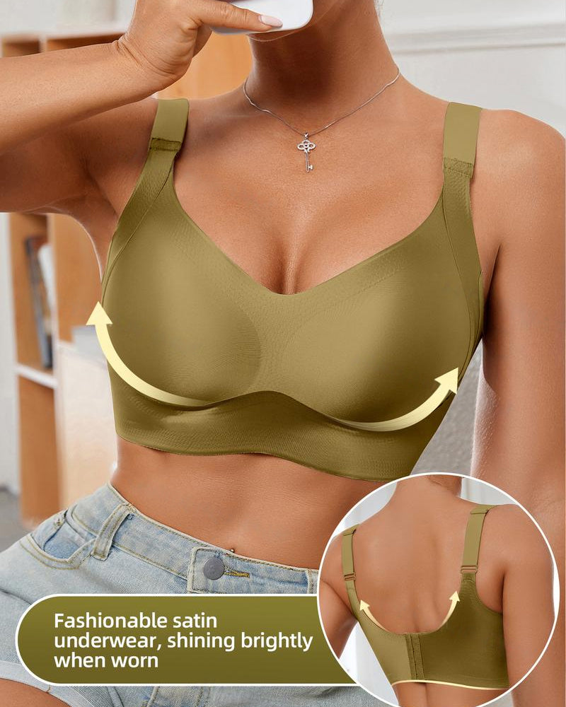 Sostén ajustable para mujer sin alambres, en color sólido, sin costuras, con efecto push-up y transpirable