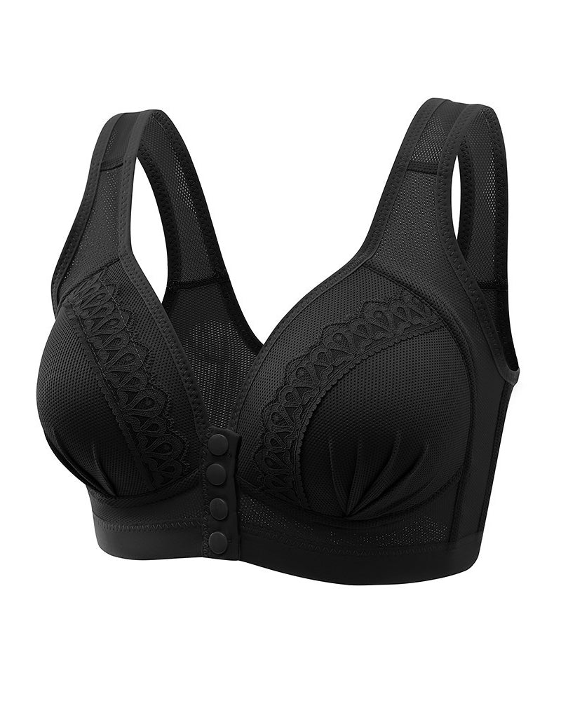 Sostén de encaje jacquard con cierre frontal femenino