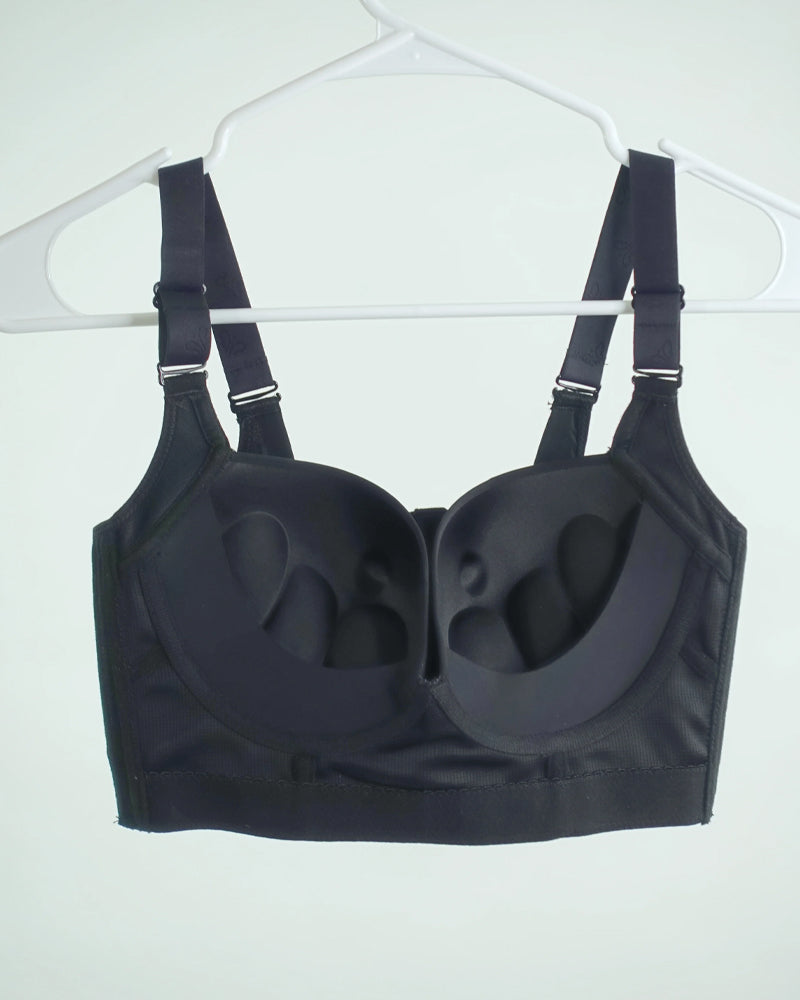 Body Shaper Bra with Underwire, V-Neck, Wide Back, and Long Torso