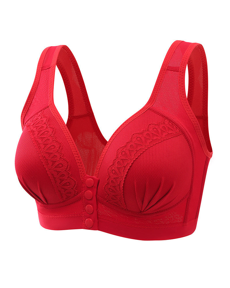 Sostén de encaje jacquard con cierre frontal femenino