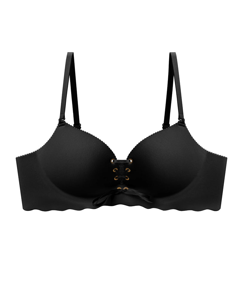 Sujetador sin alambres con tirantes desmontables y diseño push-up ajustable para mayor comodidad