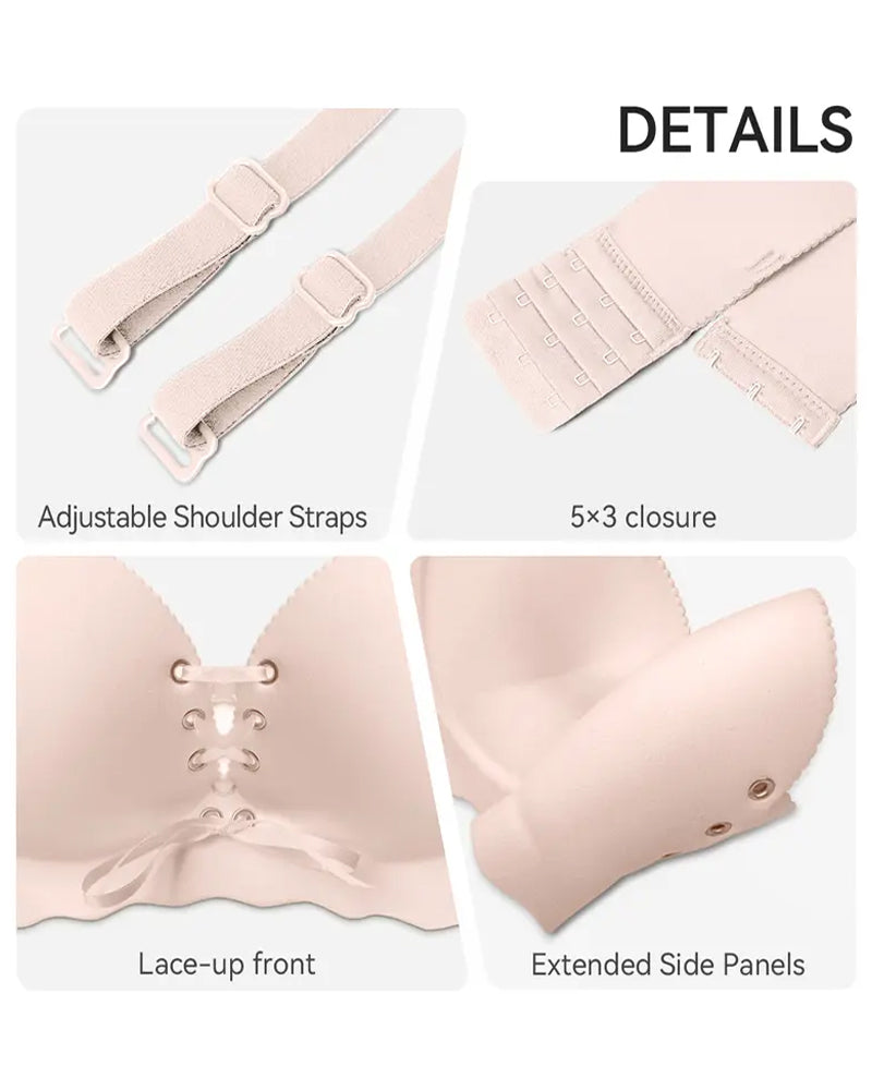 Sujetador sin alambres con tirantes desmontables y diseño push-up ajustable para mayor comodidad