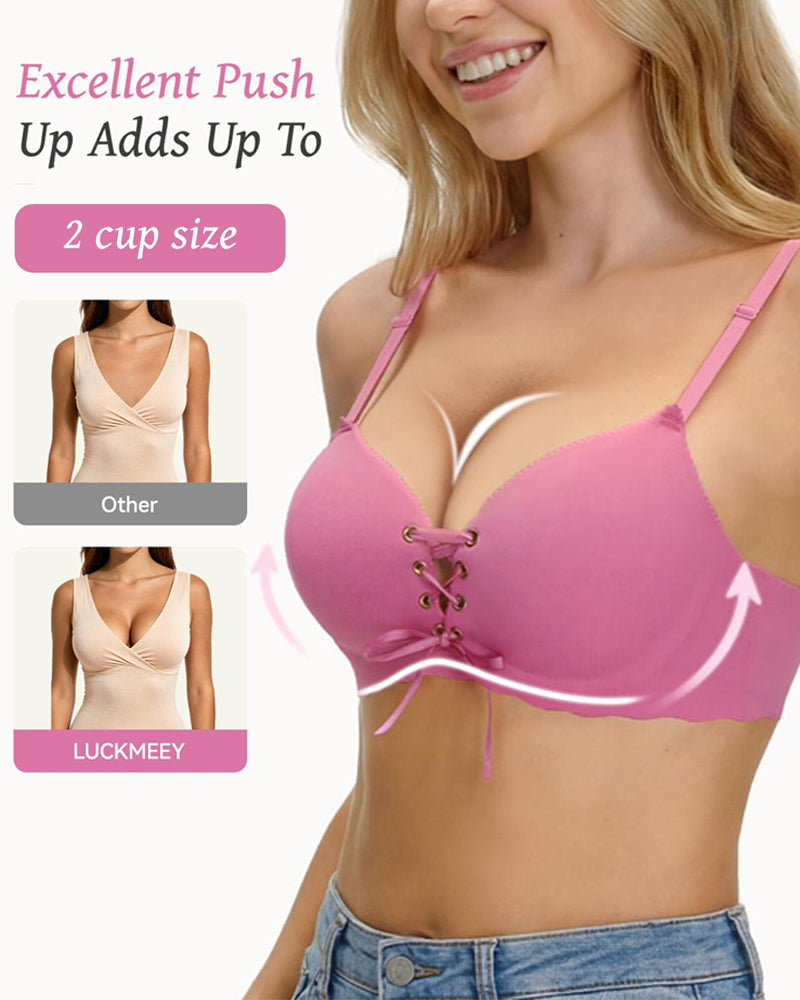 Sujetador sin alambres con tirantes desmontables y diseño push-up ajustable para mayor comodidad