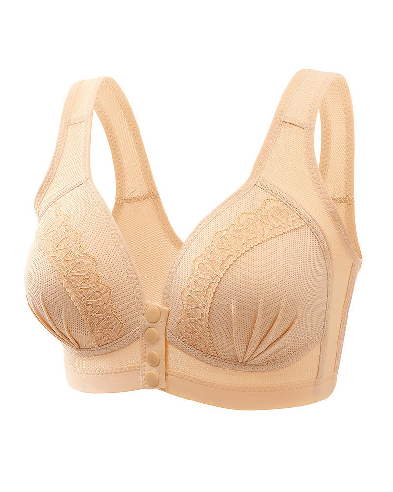 Sostén de encaje jacquard con cierre frontal femenino