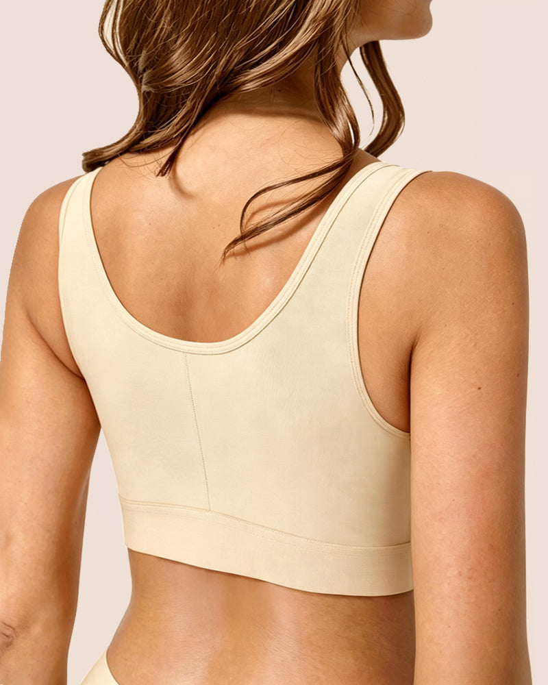 Top moldeador sin alambres con cierre frontal y tirantes ajustables para mujer