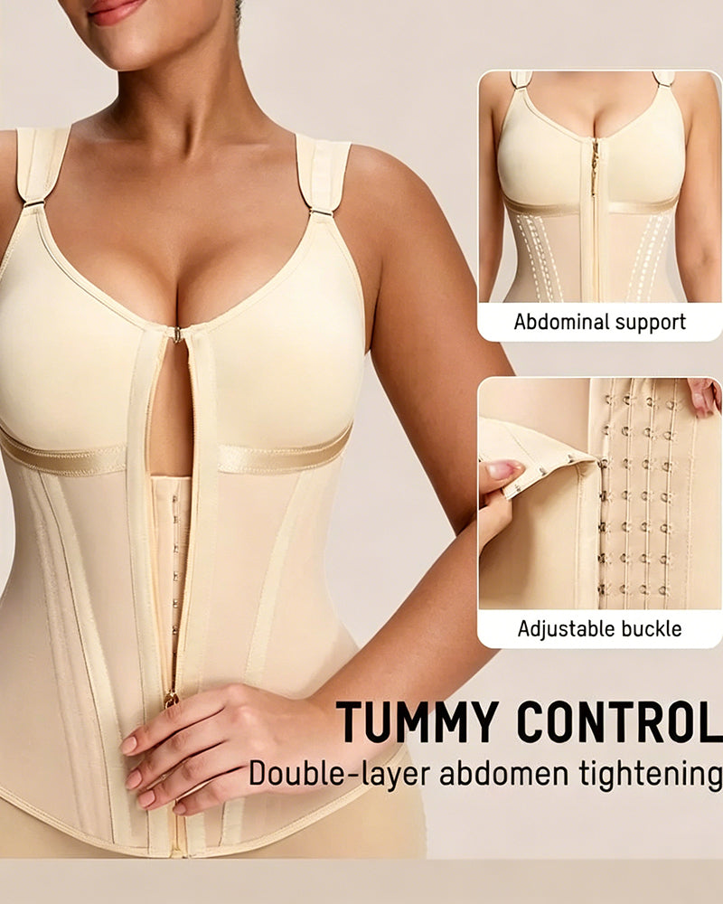 Faja Doble de Compresión Sin Costuras para Mujeres con Cierre y Gancho