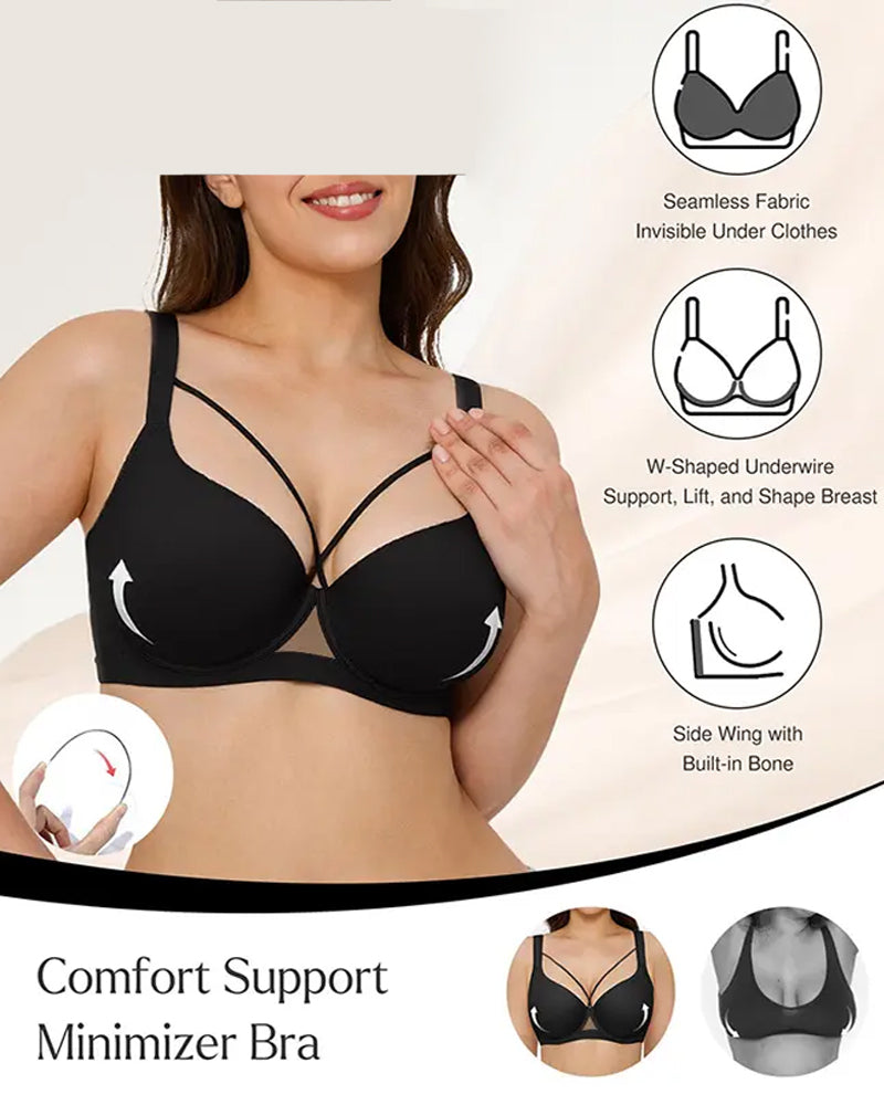Sostén sin costuras con aros para mujer, con escote en V profundo y soporte cómodo