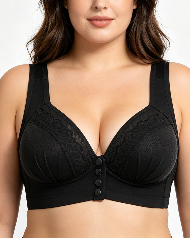 Sostén de encaje jacquard con cierre frontal femenino