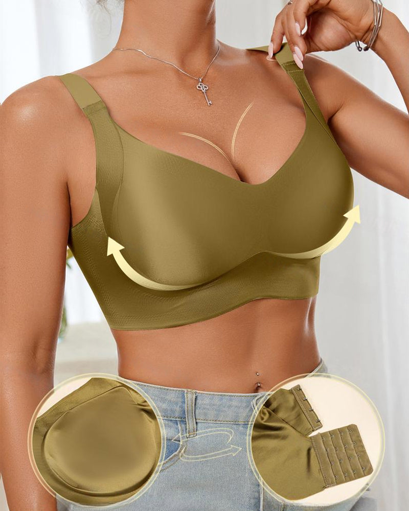 Sostén ajustable para mujer sin alambres, en color sólido, sin costuras, con efecto push-up y transpirable