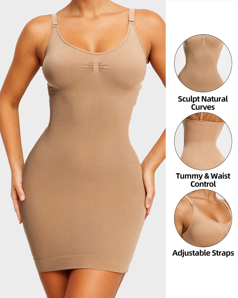 Floralshe® Vestido Sin Costuras con Control Abdomen y Escote Redondeado