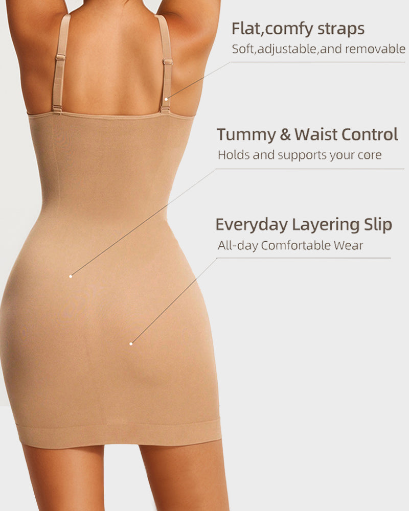 Floralshe® Vestido Sin Costuras con Control Abdomen y Escote Redondeado