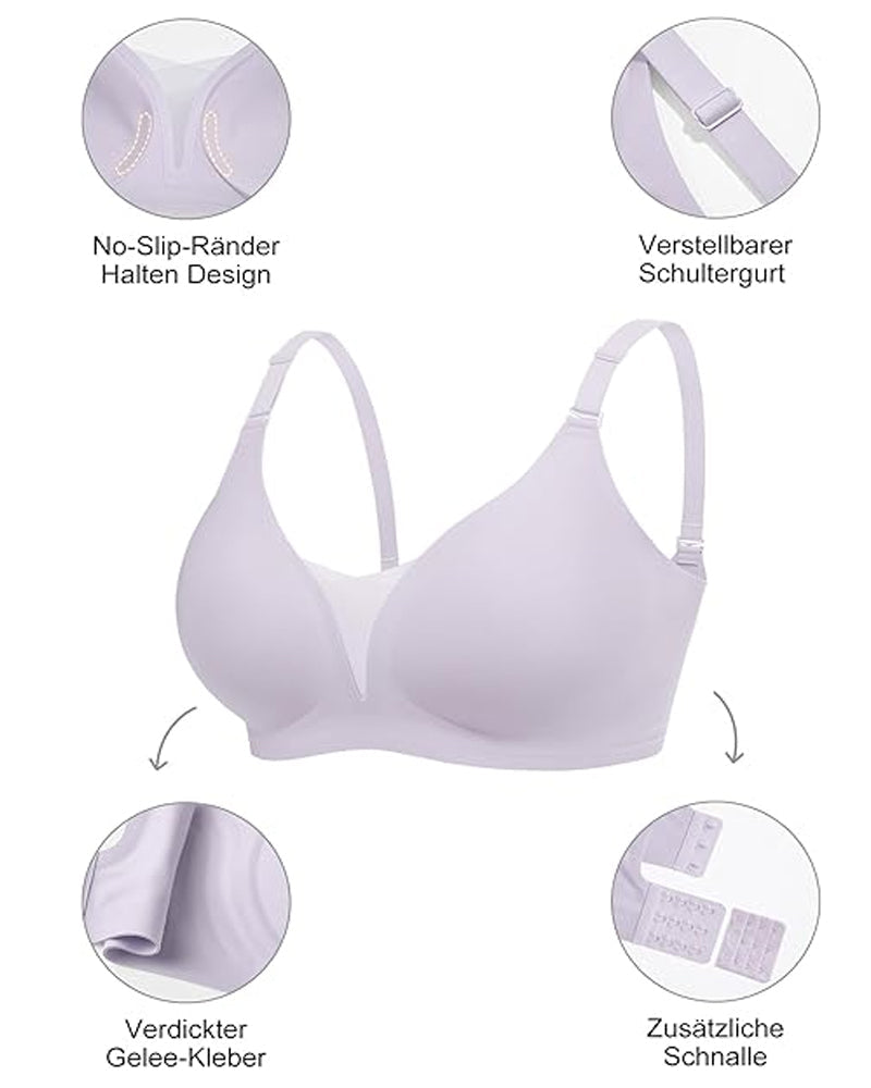 Sostén sin costuras, cómodo y transpirable, con escote en V, sin aros y efecto push-up de malla