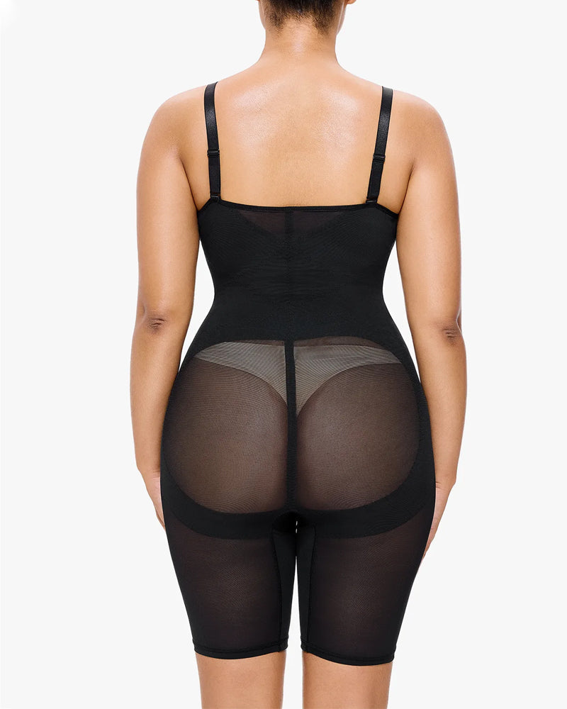 Body sin costuras con paneles de malla y control abdominal en forma de V