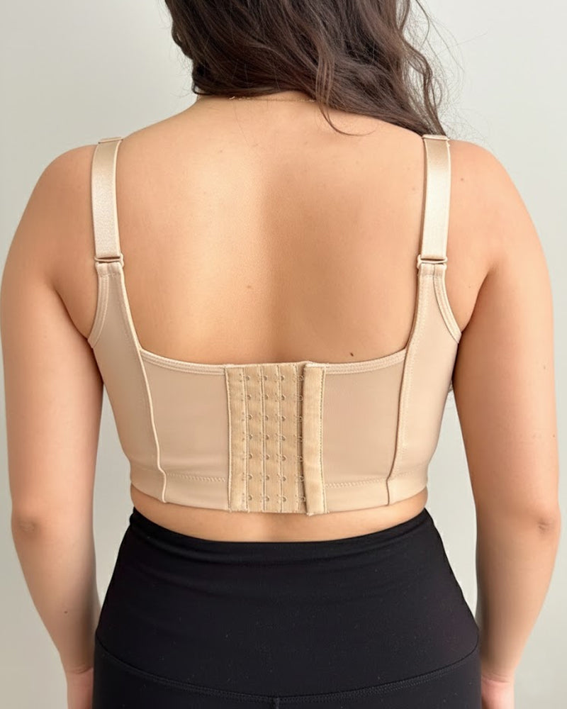Sostén moldeador con copas push-up y encaje, diseño de espalda ancha