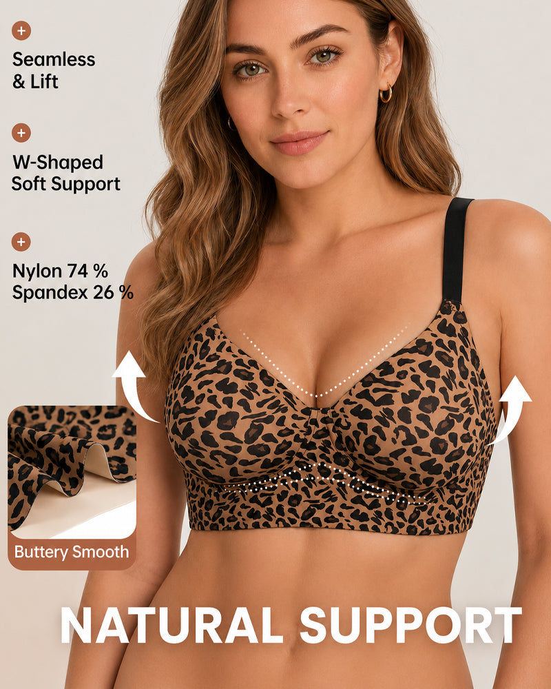 Sujetador Sin Costuras de Alta Elasticidad con Estampado de Leopardo y Copas Completas