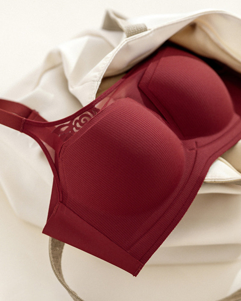 Sujetador push-up sin costuras, anti-caída, sin aros y con malla transparente