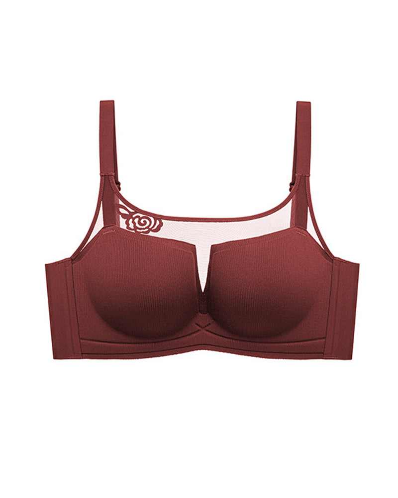 Sujetador push-up sin costuras, anti-caída, sin aros y con malla transparente